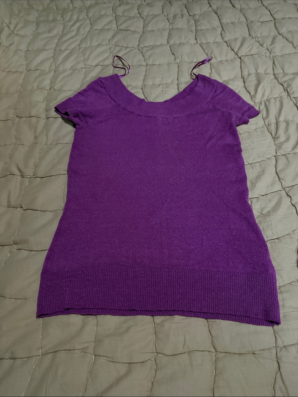 Le chateau Women's Purple Short Sleeve Knit Top